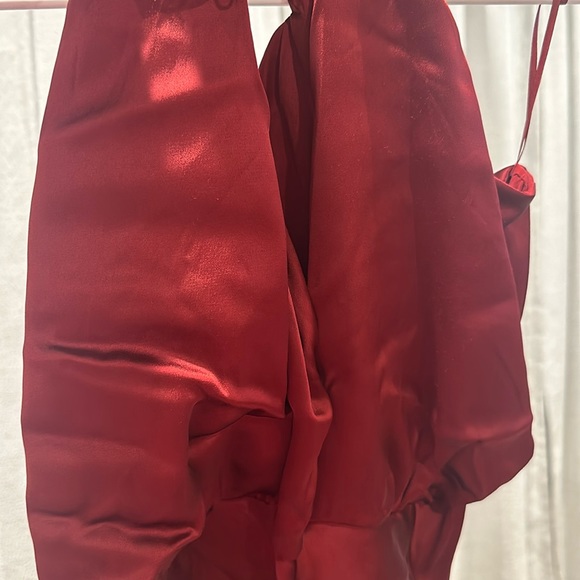 Reiss Lorena maxi halter dress dark red satin nwt 13977 - Picture 2 of 3